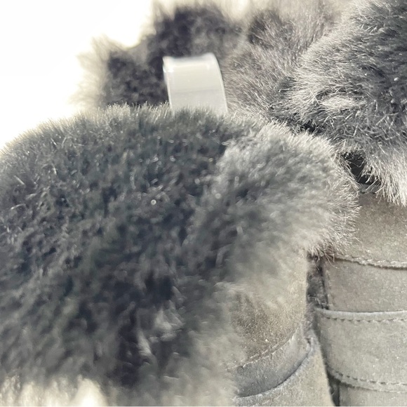 J/SLIDES Women’s Black Faux Fur Lined Winter Ankle Buckle Booties Size 8 - Picture 7 of 13